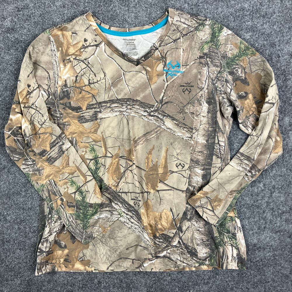 Realtree Camo Shirt Womens XXL Long‎ Sleeve Outdoor Hunting Pullover Stretch